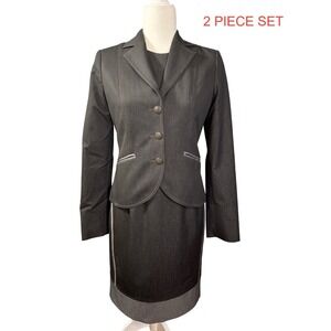 Tristan Dress Suit Set, Sleeveless Sheath Dress 4, Gray, Blazer, Formal Career